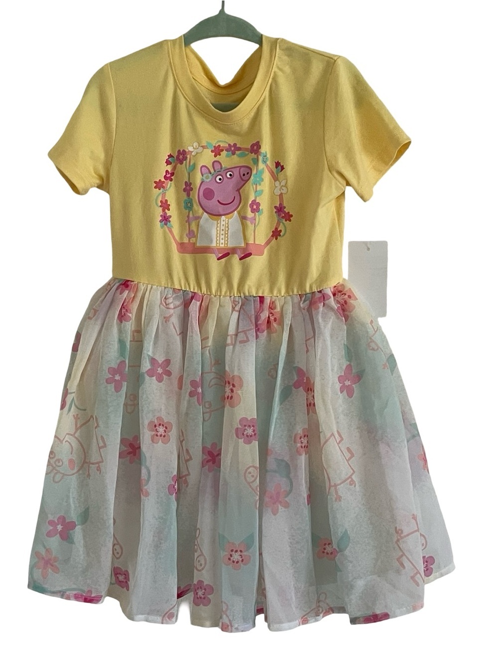 Peppa Pig Hybrid Apparel Yellow Pink Short Sleeve Dress NWT 3T